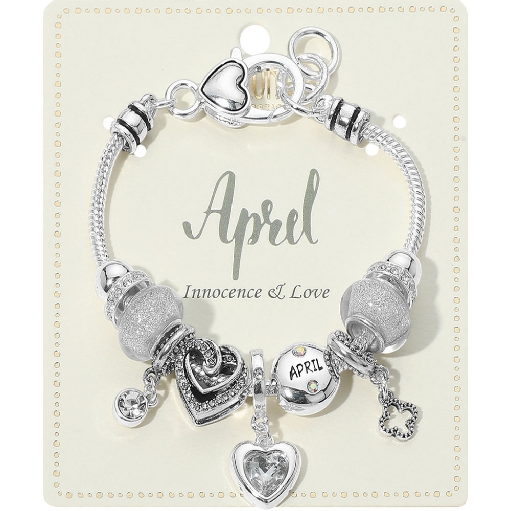 April Birthstone Charm Bracelet